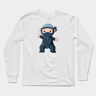 vector illustration design of a cute cartoon ninja wearing a mask Long Sleeve T-Shirt